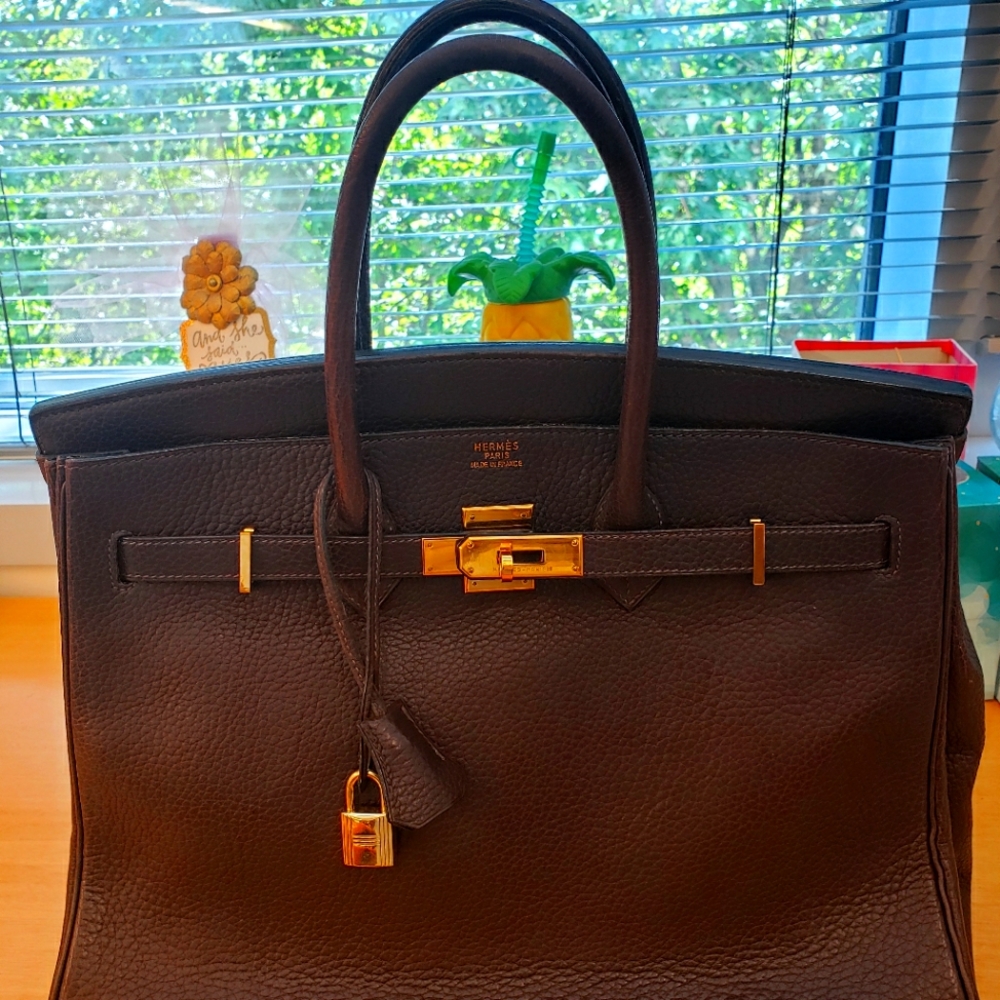 Hermes 35 brown Birkin Fjord with GHW
